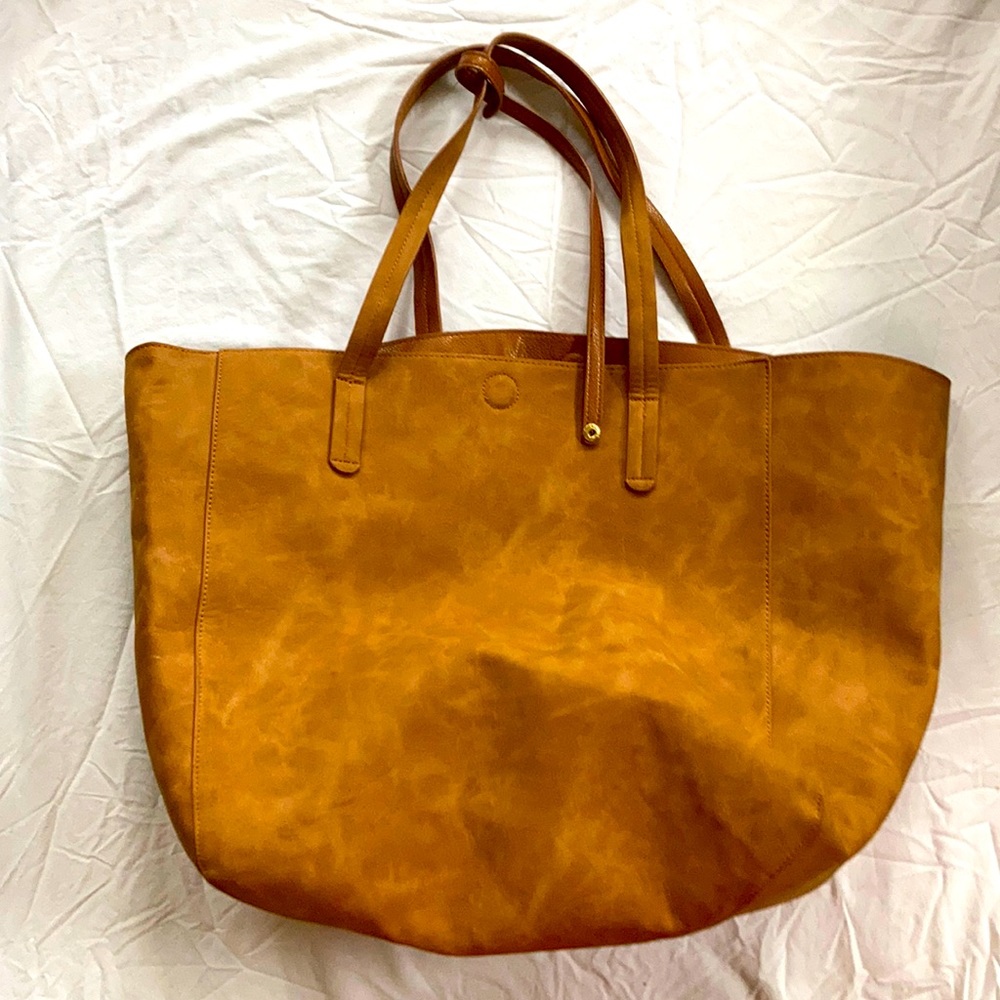Faux suede/Faux Leather reversible tote